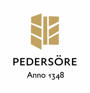 Pedersören logo. Pedersören logo. Kullanvärinen tähkä, joka on myös avoin ovi. Tekstilisäys: Pedersöre 1348.