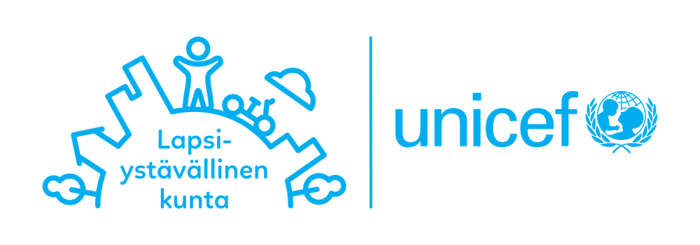 Den finska versionen av Unicefs logo för barnvänlig kommun.