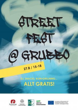 Affisch om streetfest vid Grubbo